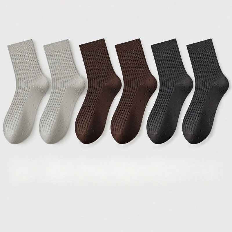 3pairs Men's Cotton Socks Casual Breathable Men's Solid Color Black High-Quality Socks Office Business Sok