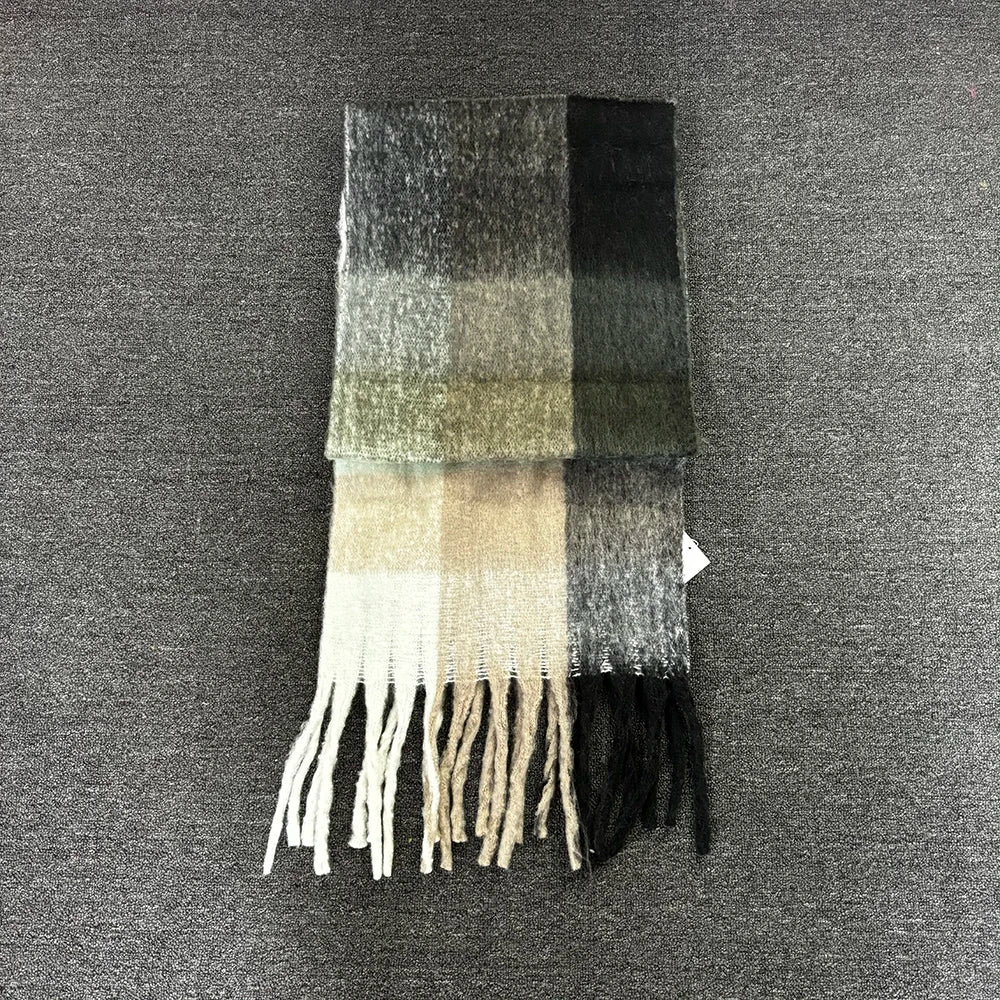 Winter Fashion Brand Plaid Scarf Women Warm Pashmina Female Scarves Wraps Bufanda Tassels Shawl Long Rainbow Hairy Luxury Brand