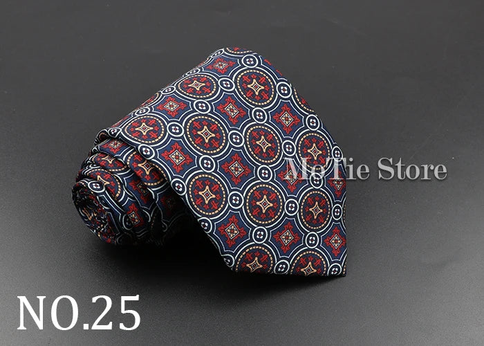 Men's Fashion Silk Tie 7.5cm Soft Novelty Necktie Blue Green Orange Color Ties For Men Dot Floral Bowtie Wedding Business Gift