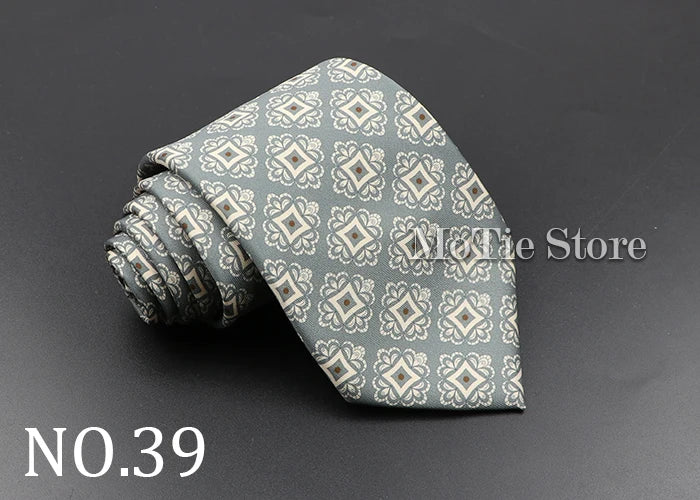 Men's Fashion Silk Tie 7.5cm Soft Novelty Necktie Blue Green Orange Color Ties For Men Dot Floral Bowtie Wedding Business Gift