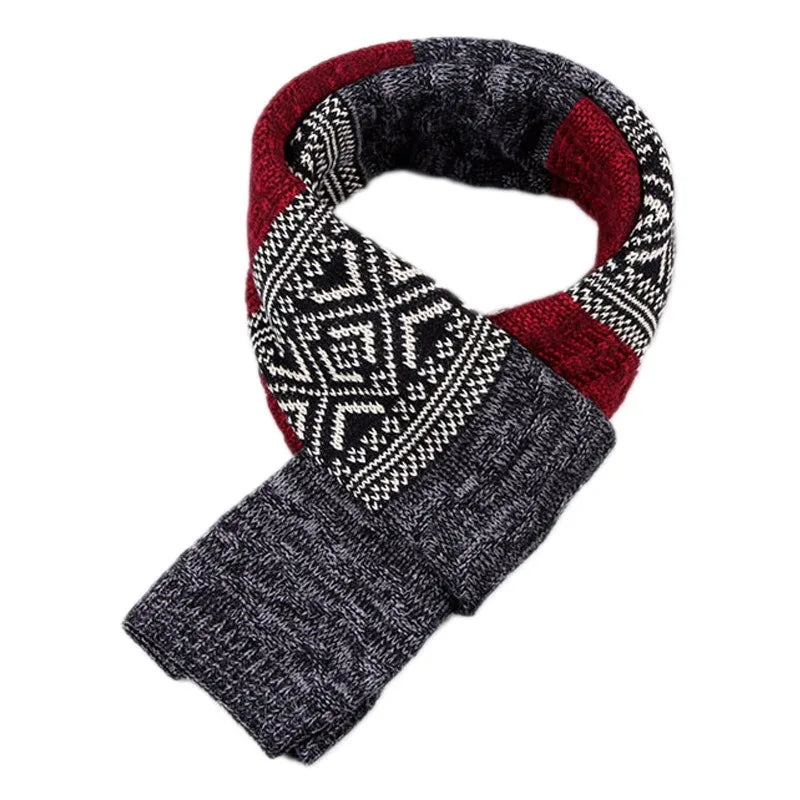 Winter Men's Scarf Checkered Scarf Casual Knit Keep Warm Neckerchief Patchwork Wool Cashmere Scarf AC086