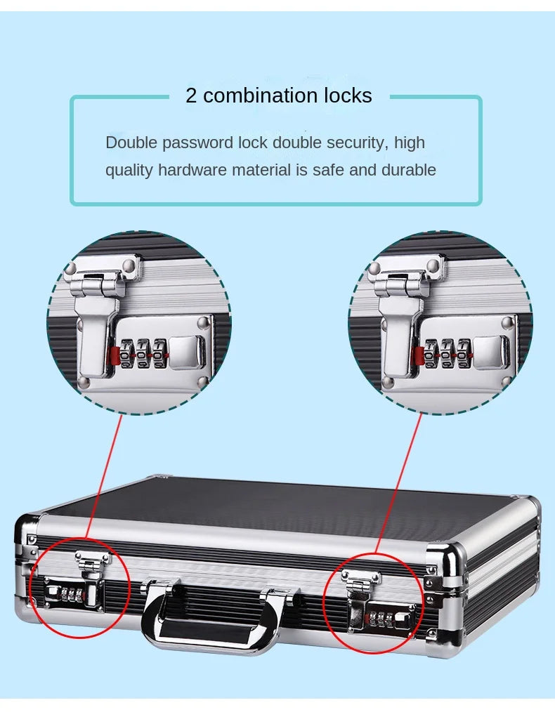 Password Lock Storage Box Office Folder Big Data Organization Certificate Aluminum Alloy Frame Canvas Tool Bag Organizer