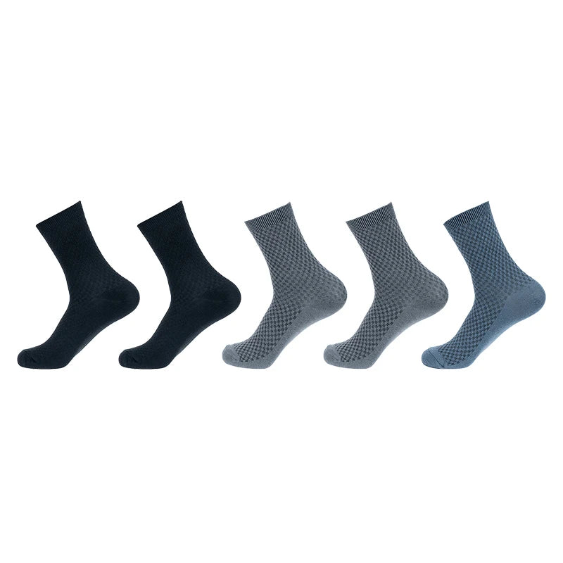 5 Pairs/Lot Men's High Quality Bamboo Fiber Socks Sweat Absorbent Breathable Medium Tube Socks Business Casual Solid Color Socks