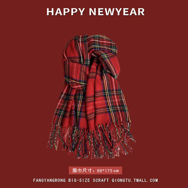 Ankela Red Scarf, Red Christmas Scarf, Winter Hot, 2024 New Style, Imitation Cashmere, Winter Warmth