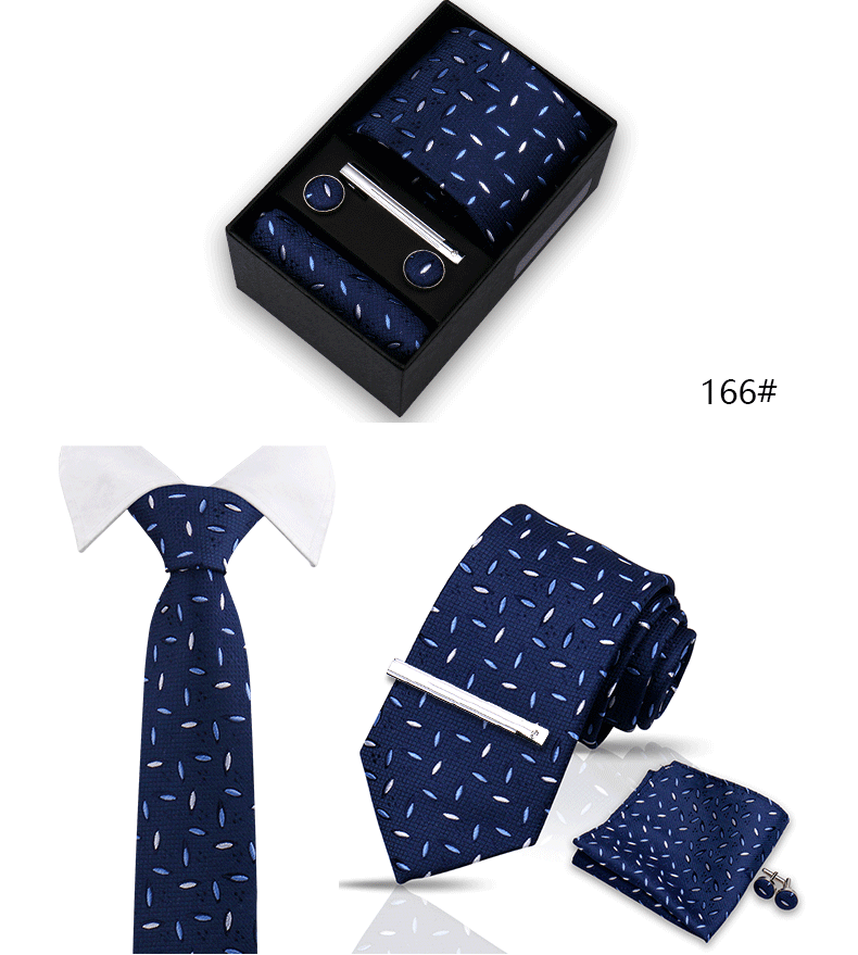 Tie Set For Men Silk Necktie Wedding Cufflinks Box Gift Tie Clip Men Pocket Square Necktie Luxury Business Gravatas