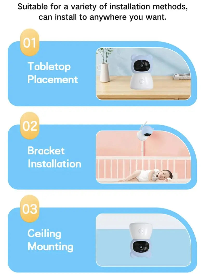 Baby Monitor Camera IR Night Vision Motion Detection Breastfeeding Reminder 5-inch Wifi Baby Monitor with Tuya Smart App