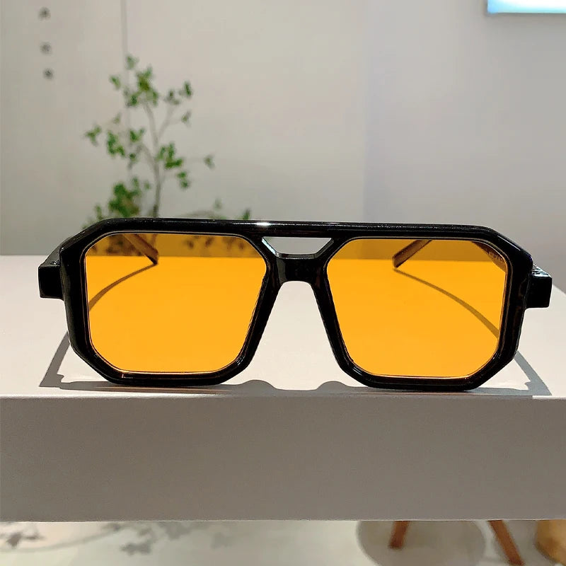 KAMMPT Trendy Square Decoration Shades Retro Oversize Gradient Women Sunglasses Men's Brand Sun Glasses for Driving Fishing