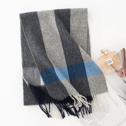 High Quality 100% Wool Scarf Men Female Fashion Classic Soft Cashmere Muffler Women Warm Thermal Shawl Outside Autumn Winter