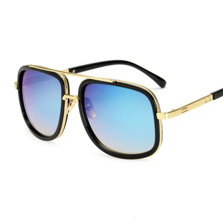 Classic Brand Designer Flat Top Mirror Sun Glasses Square Gold Male Female Superstar Oversized Men Sunglasses Women Glasses