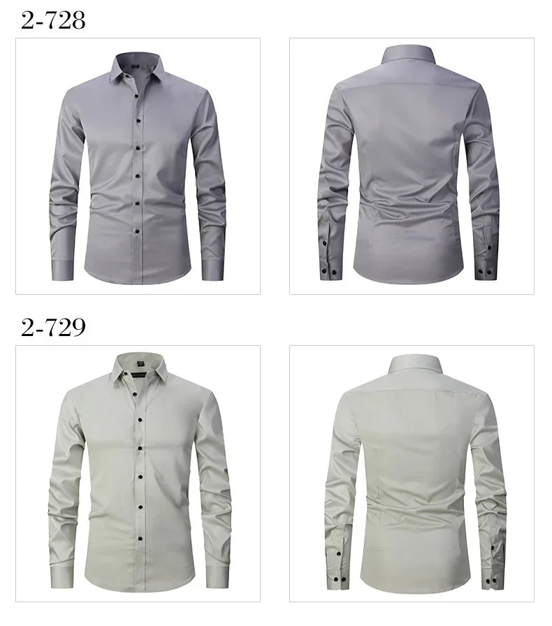 Spring Men's Social Shirt Slim Business Dress Shirts Male Long Sleeve Casual Formal Elegant Shirt Blouses Tops ManBrand Clothe