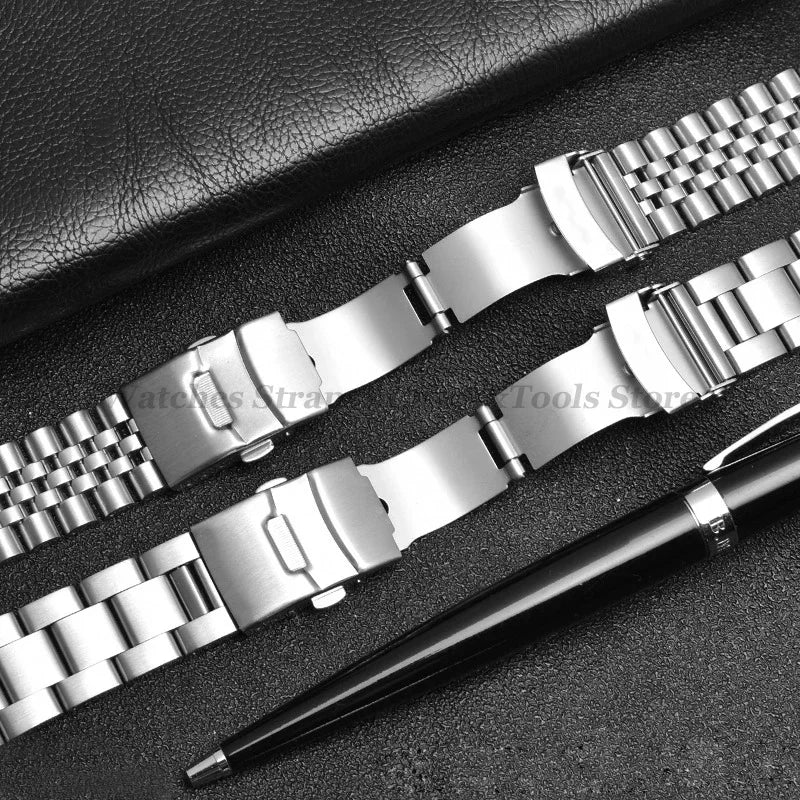 Luxury Solid Stainless Steel Band 18mm 19mm 20mm 21mm 22mm Straps for Seiko for Jubilee for Oyster Belt Men's Watch Accessories