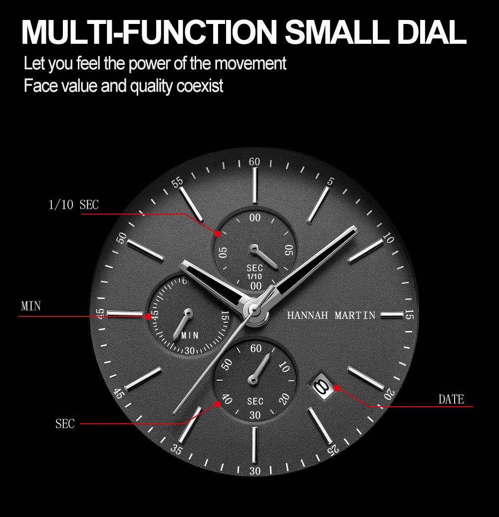 Top Men Watch Brand Business Style Stainless Steel Fashion Waterproof Sports Multifunctional Quartz Wristwatch Relogio Masculino