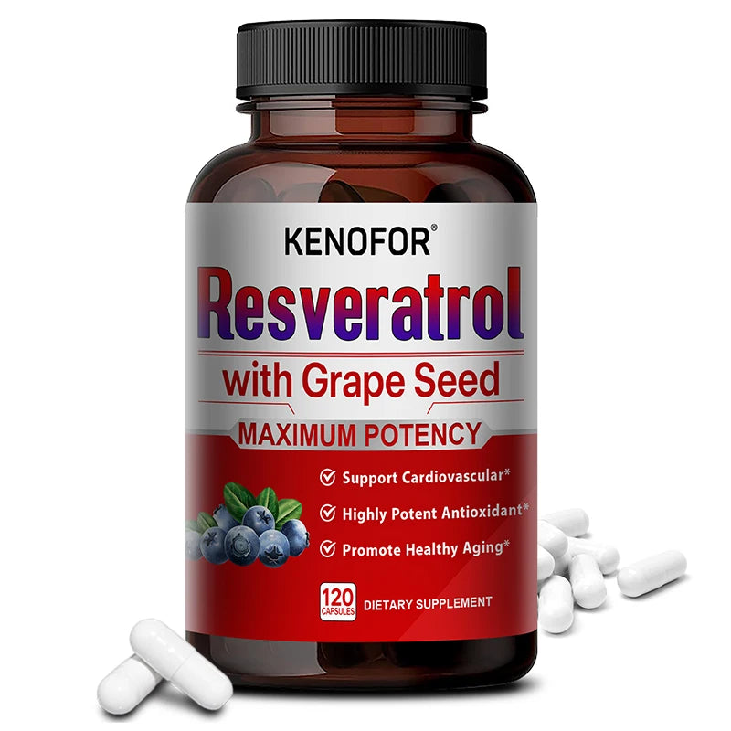 Resveratrol Supplements - Powerful Antioxidants and Trans-Resveratrol for Anti-Aging, Cardiovascular Support, Maximum Benefits