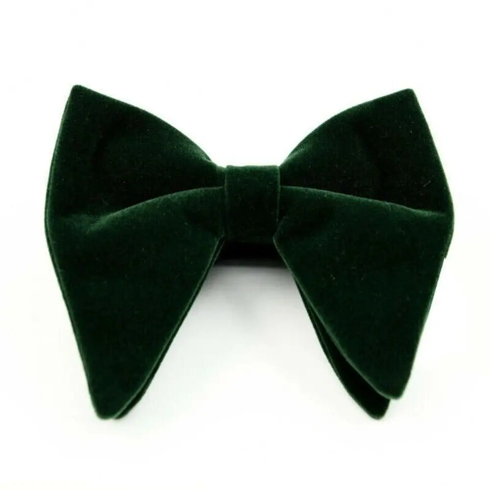 Mens Oversized Bow Tie Solid Velvet Bowtie Wedding Party Tuxedo Adjustable Necktie Big Bow Tie