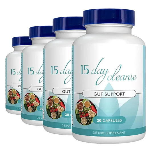 Gut Health Supplements - Improve Digestive Comfort 15 Day Cleanse Detox Gut & Colon Support Capsules