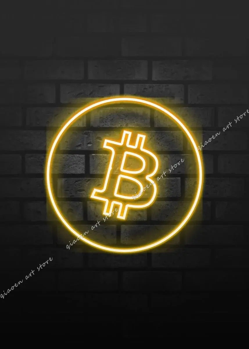 Bitcoin and Ethereum ETH BTC Neon Crypto Market Office Wall Art Pop Posters Prints Canvas Painting Room Home Decor