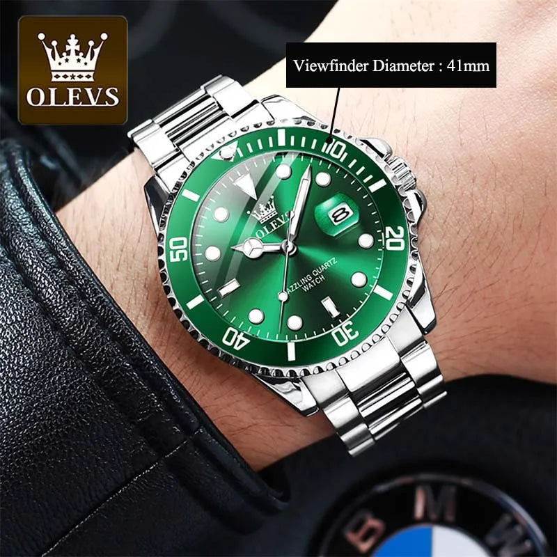 OLEVS Mens Quartz Watches Top Brand Luxury Business Waterproof Luminous Large Dial Men Wristwatches Sports Stainless Steel Watch