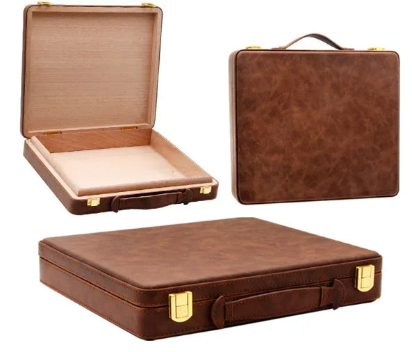 Portable Cigar Box with Buckle, Humidor Platter, Cigar Case, Smoking Accessories, 10 Wooden Tray Slot, Travel Case Handbag