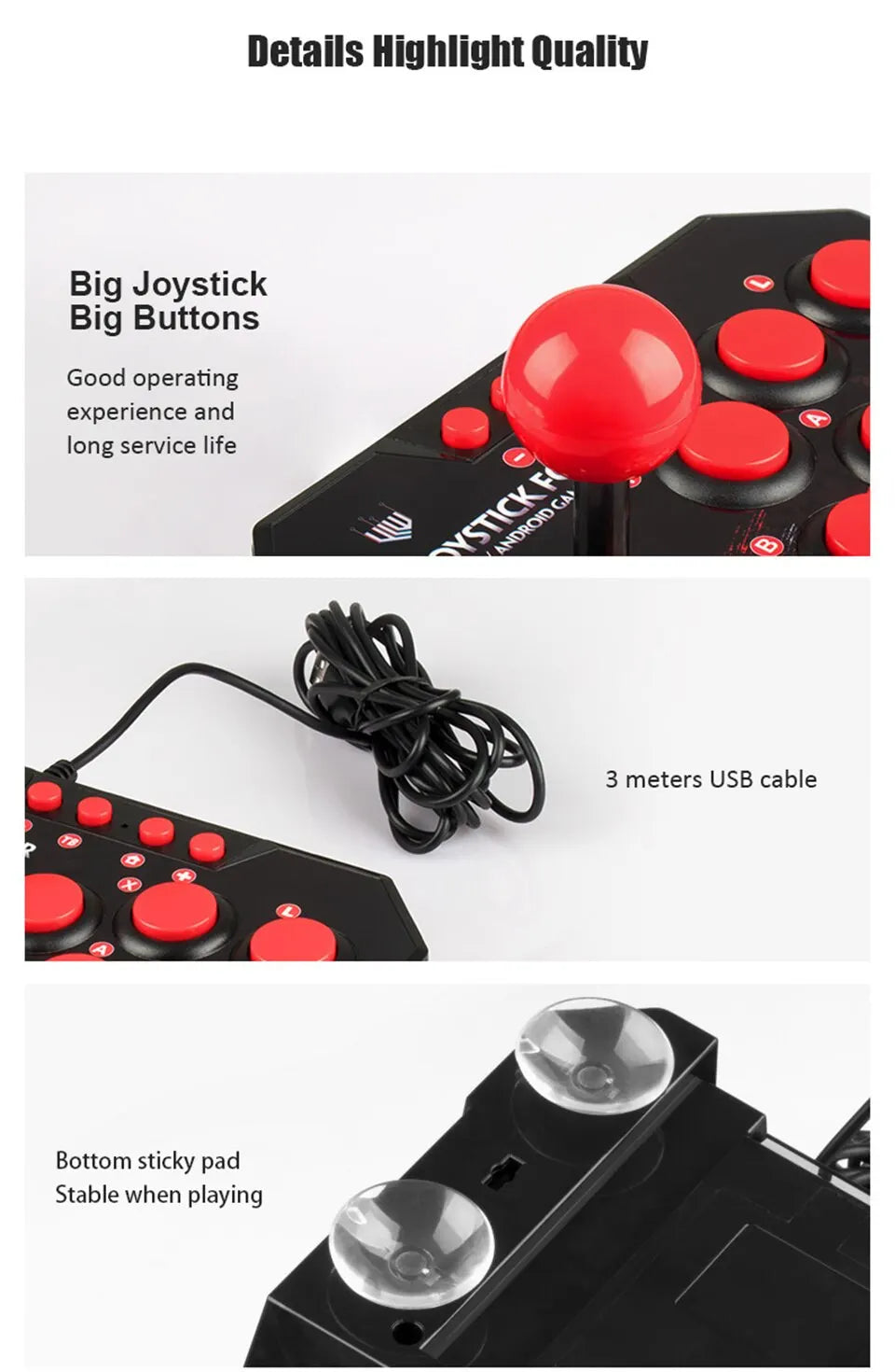 GAMINJA NS002 4 In 1 Retro Arcade Console Game Joystick Rocker Fighting Controller for Nintendo Switch PS3 PC Android TV