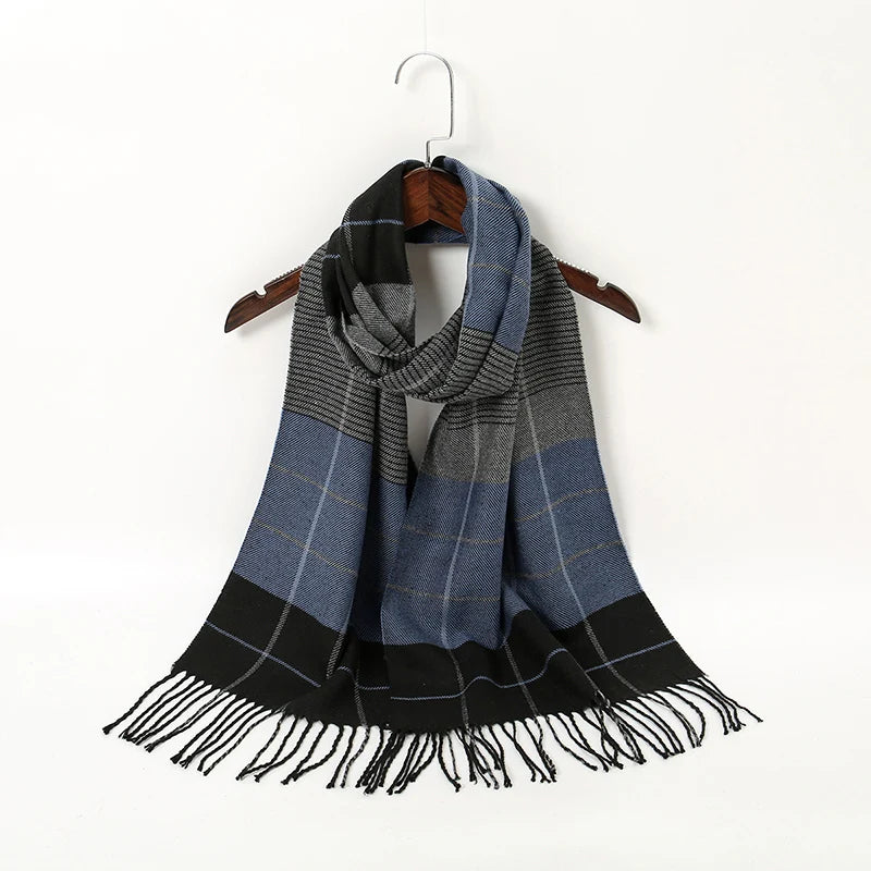 2024 New Classic Stripe Plaid Tassel Long Scarfs For Unisex Mature Warm Windproof Neck Scarf Casual Outdoor Scarf Warps