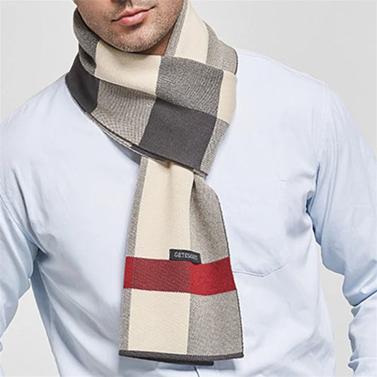 Designer Brand Men Cashmere Plaid Scarf Warm Neckercheif Classic Lattice Man Business Scarves Wraps Fashion Male Bufandas Shawls