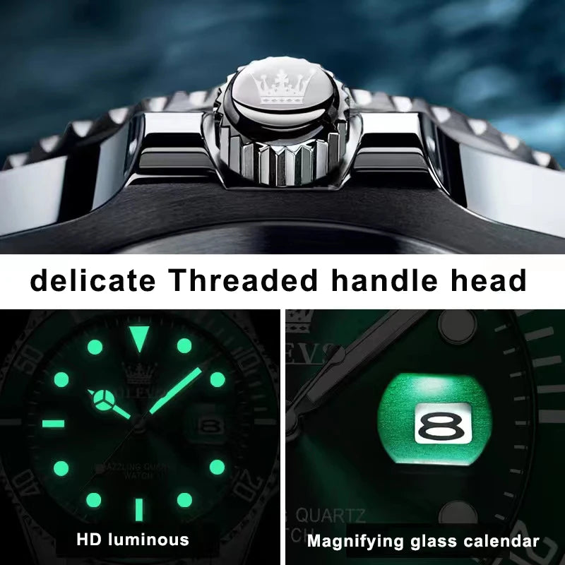 OLEVS Mens Quartz Watches Top Brand Luxury Business Waterproof Luminous Large Dial Men Wristwatches Sports Stainless Steel Watch