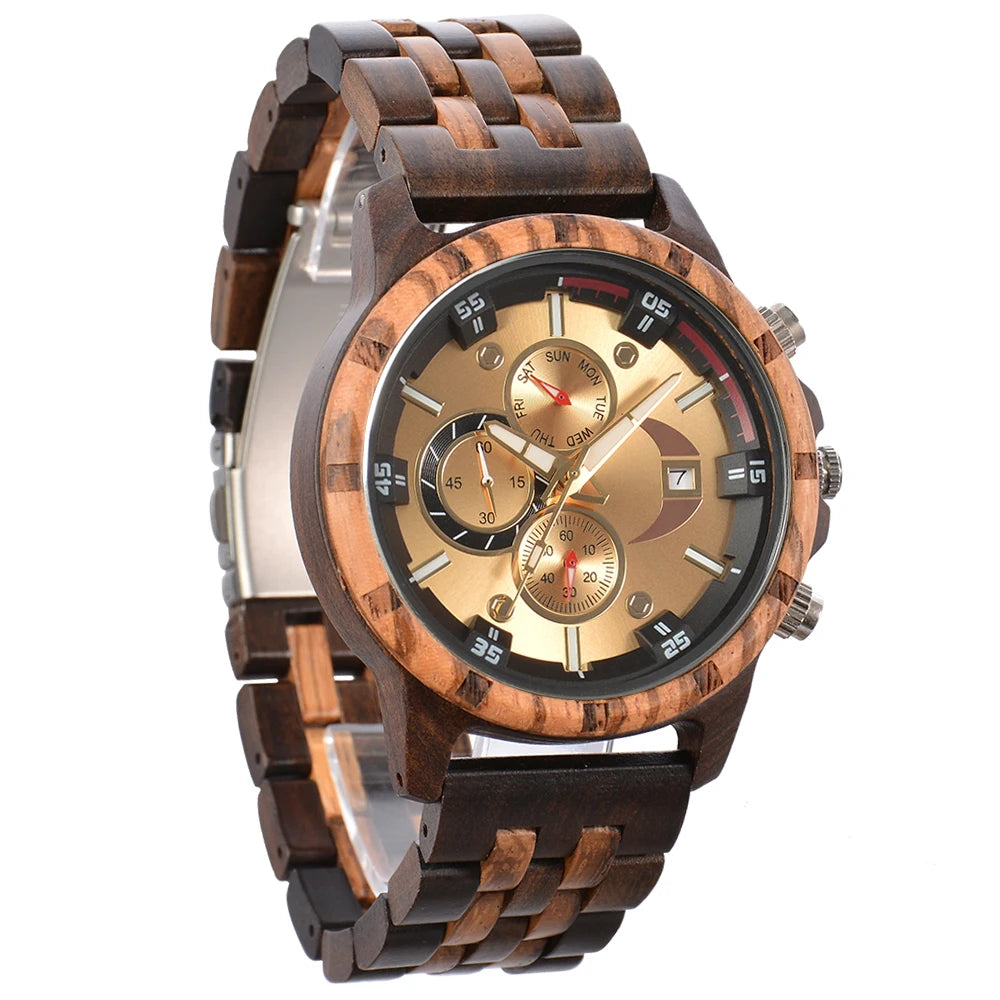 Men Wood Wrist Watch Fashion Quartz Wriwatches Timepieces Chronograph Men's Wooden Watches Gift Driopshipping reloj madera