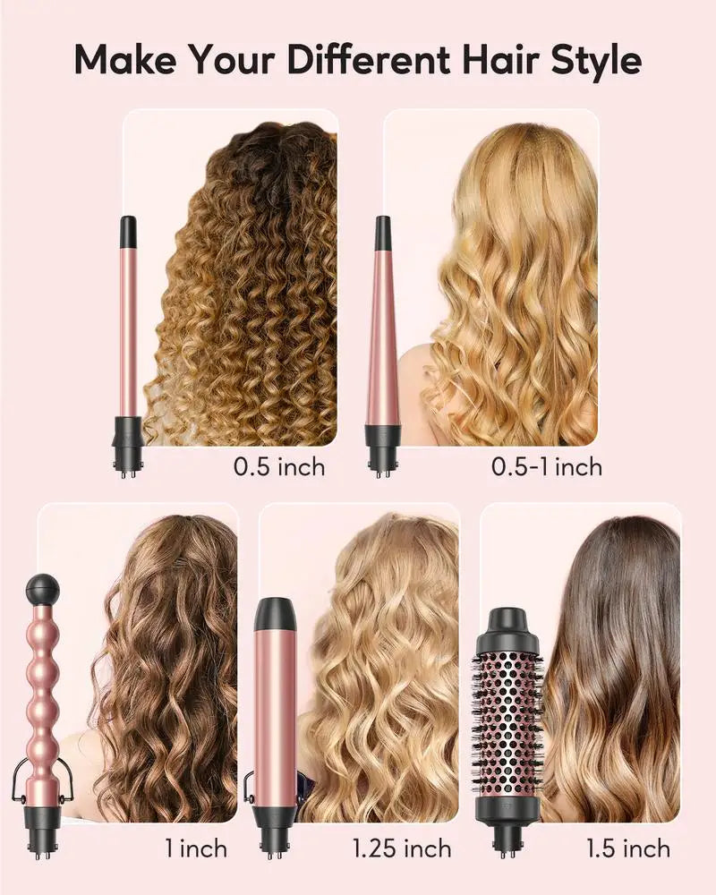 Wavytalk 5 in 1 Curling Wand Set With Thermal Brush