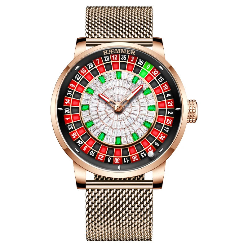 HAEMMER high-end design new mechanical watch NH35 rotating dial Las Vegas roulette desktop theme men's luminous waterproof watch