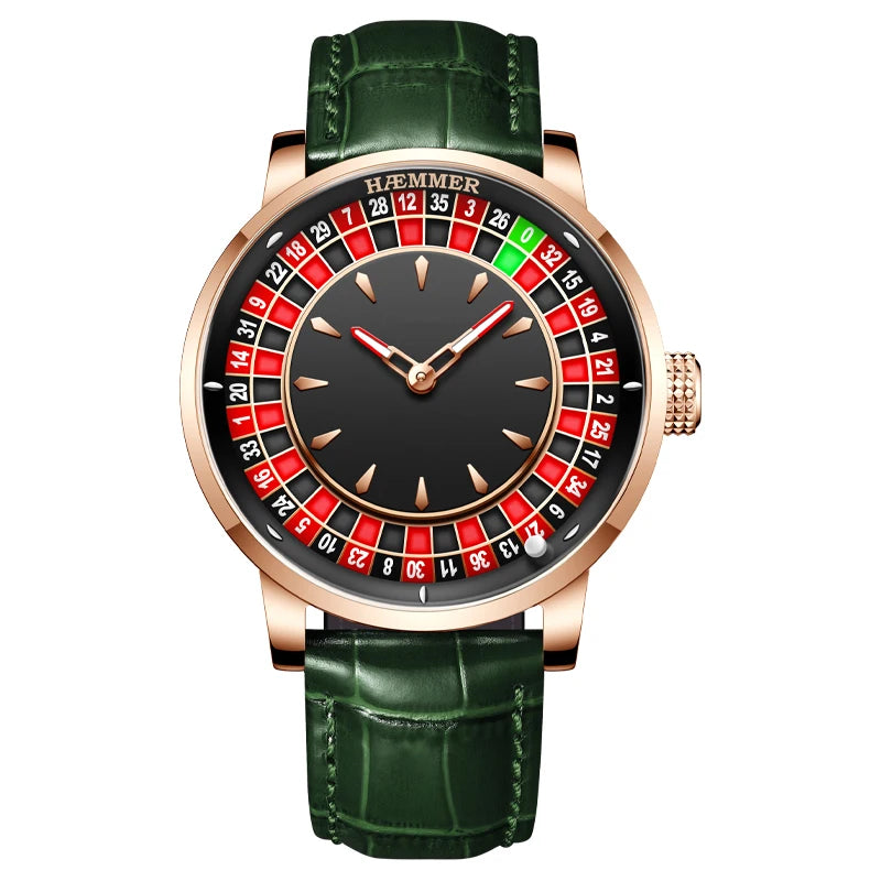 HAEMMER high-end design new mechanical watch NH35 rotating dial Las Vegas roulette desktop theme men's luminous waterproof watch