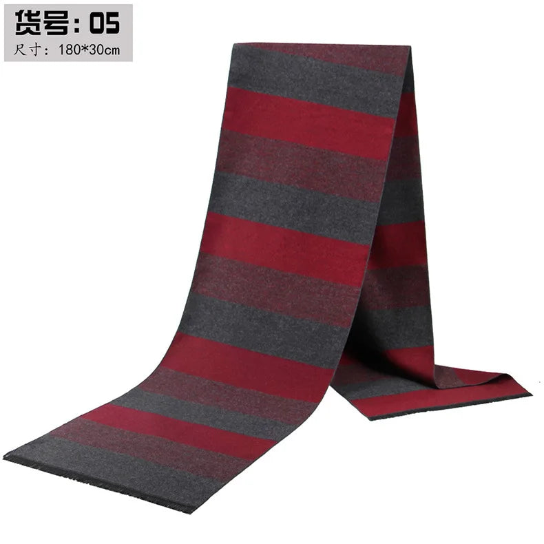 Classic Plaid Men Scarfs Winter Warm Cashmere Soft Scarf For Men Casual Business Neckerchief Black Gray Silk Scarves 30*180cm