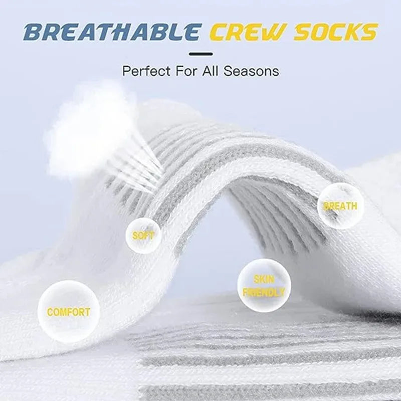 6 Pairs 2024 New Top Quality Men's Outdoor Socks High Long Tube Socks Breathable Soft Ground-Gripping White Black Football Socks