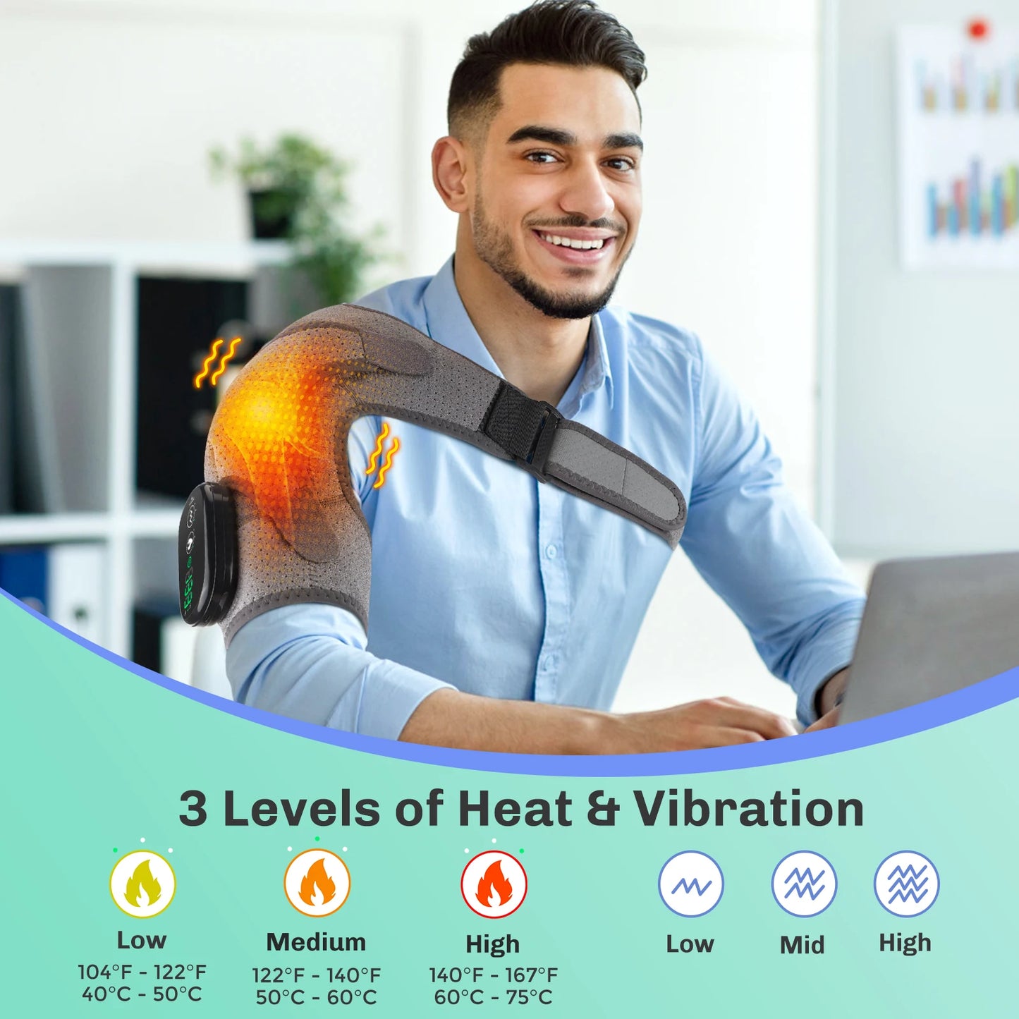 3 Levels Heating and Vibration Shoulder Rehabilitation Supplies Dislocated Shoulder Physical Therapy Brace Fatigue Relief