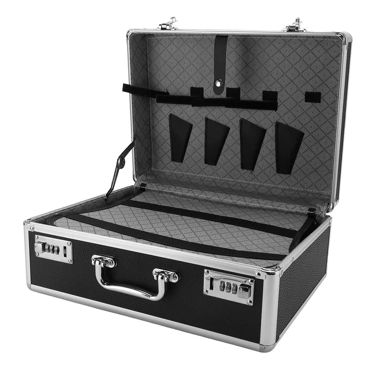 Top Black Aluminum Hard Suitcase Barber Tool Salon Hairdressing Accessories With Password Atorage Case Carrying Travel Box