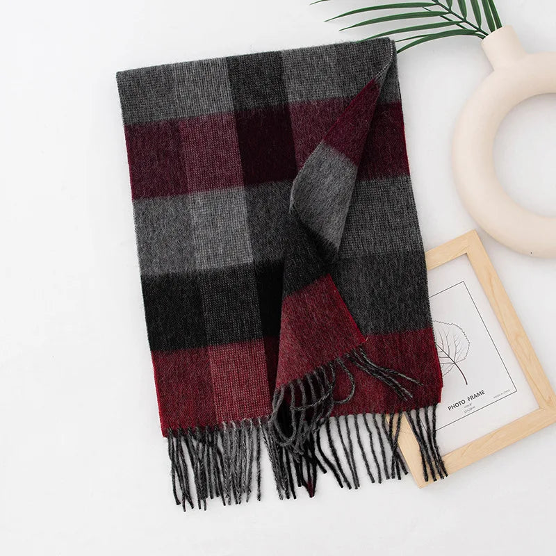 High Quality 100% Wool Scarf Men Female Fashion Classic Soft Cashmere Muffler Women Warm Thermal Shawl Outside Autumn Winter