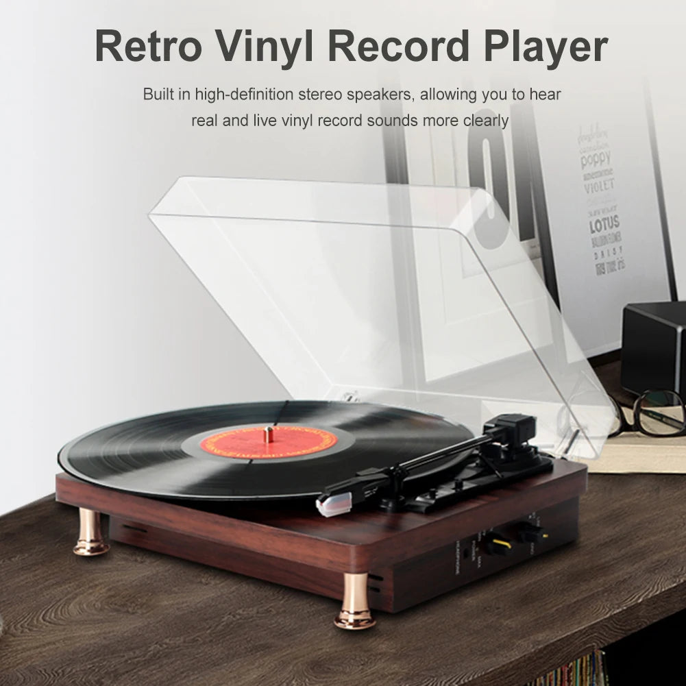 Retro Style Vinyl Record Player Bluetooth Turntable Record Player 33/45/78RPM urntable Gramophone Phonograph for Home Decoration