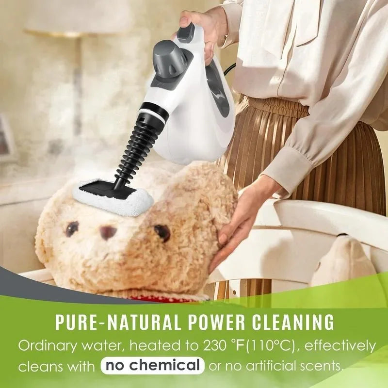 Pressurized Handheld Multi-Surface Natural Steam Cleaner with 12 pcs Accessories, Multi-Purpose Steamer