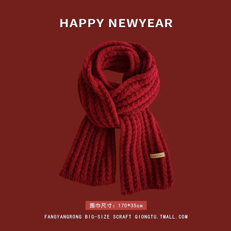 Ankela Red Scarf, Red Christmas Scarf, Winter Hot, 2024 New Style, Imitation Cashmere, Winter Warmth