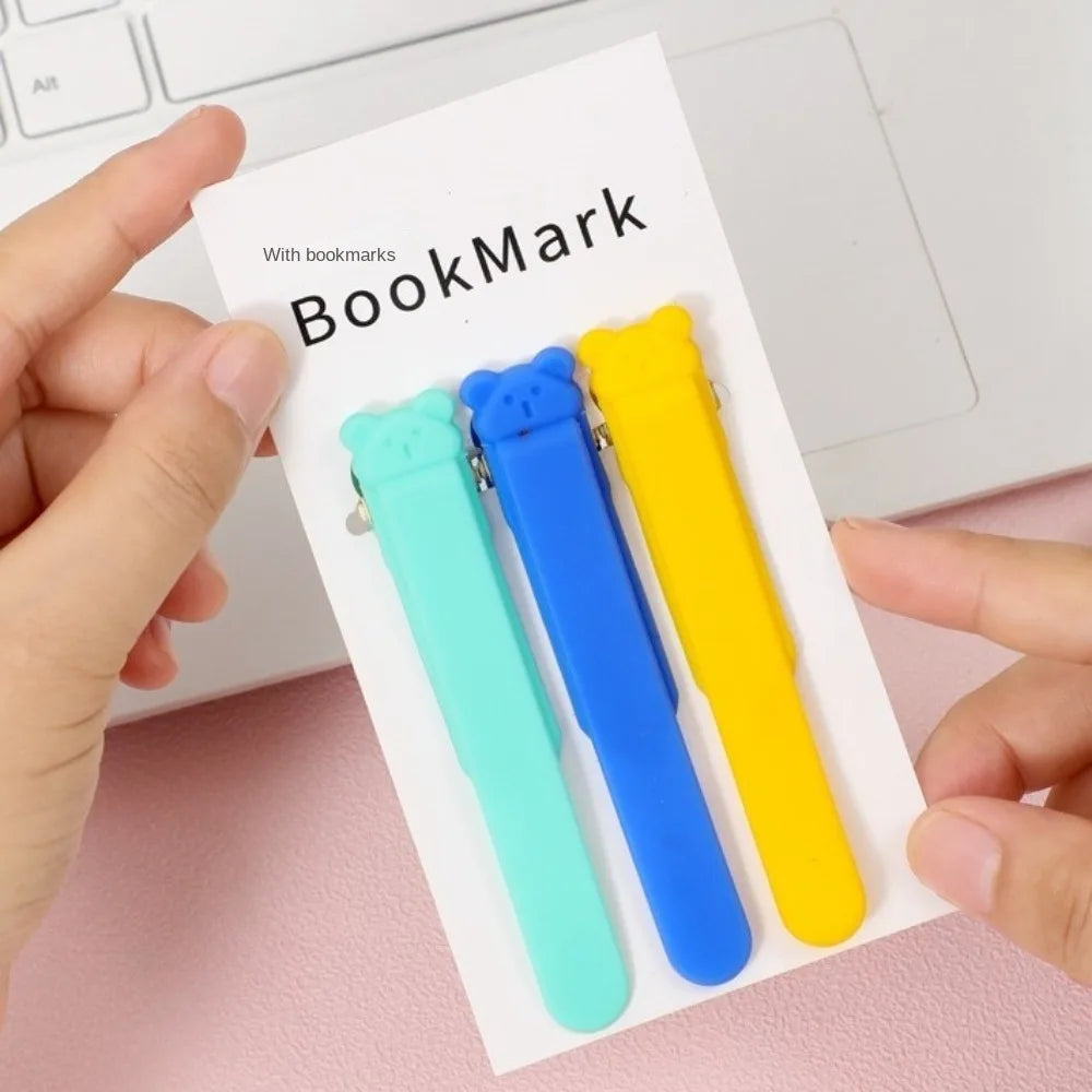 Soft Silicone Bookmark Clip Color Page Divider Creative Bookmark Buckle Automatically Follow Bookmark School Office Supplies