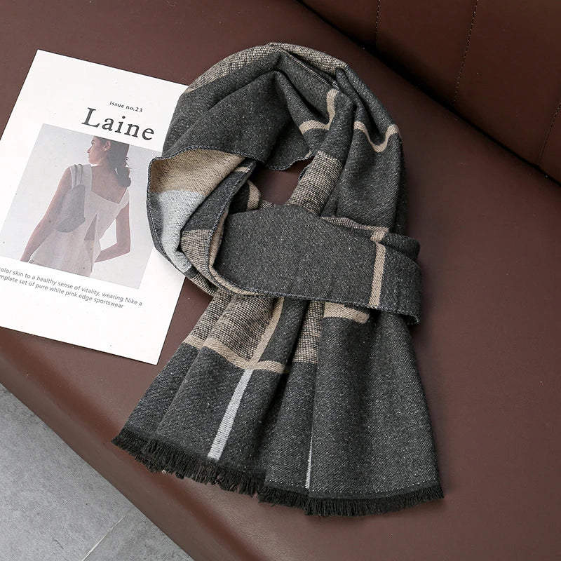 Cashmere Men Scarf Fashion Designer Winter Outdoor Windproof Warm Soft Classic Shawl Thicken Muffler Long Wraps Scarve Male