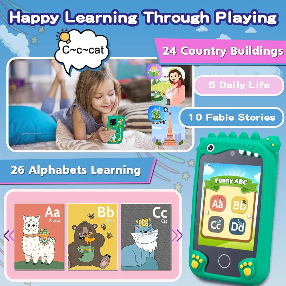 Kids Smart Educational Toys Musci Player Learning Selfie Toddler Phone for Children Age 3-12 Best Christmas Birthday Gifts