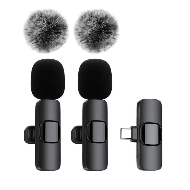 Portable Wireless Lavalier Microphone Audio Video Recording Mini Mic Live Broadcast Noise Reduction Mic for iPhone Android