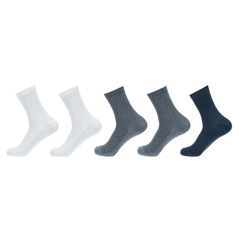 5 Pairs/Lot Men's High Quality Bamboo Fiber Socks Sweat Absorbent Breathable Medium Tube Socks Business Casual Solid Color Socks