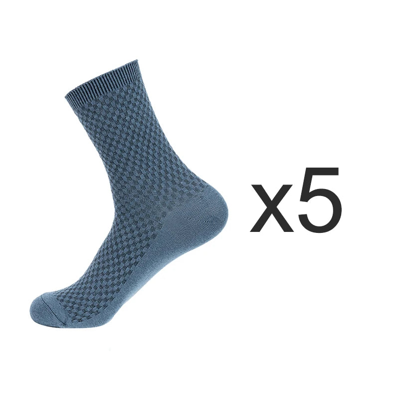 5 Pairs/Lot Men's High Quality Bamboo Fiber Socks Sweat Absorbent Breathable Medium Tube Socks Business Casual Solid Color Socks