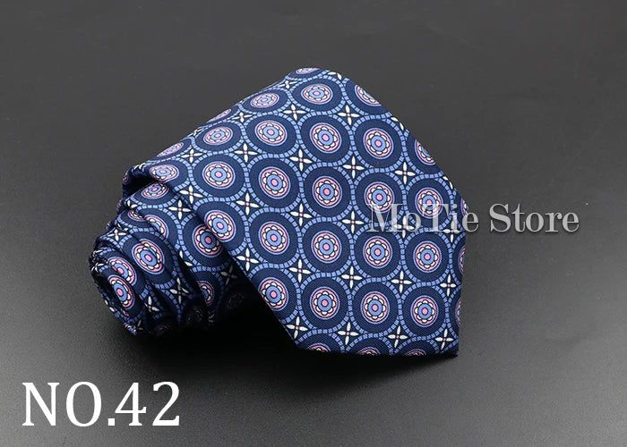 Men's Fashion Silk Tie 7.5cm Soft Novelty Necktie Blue Green Orange Color Ties For Men Dot Floral Bowtie Wedding Business Gift