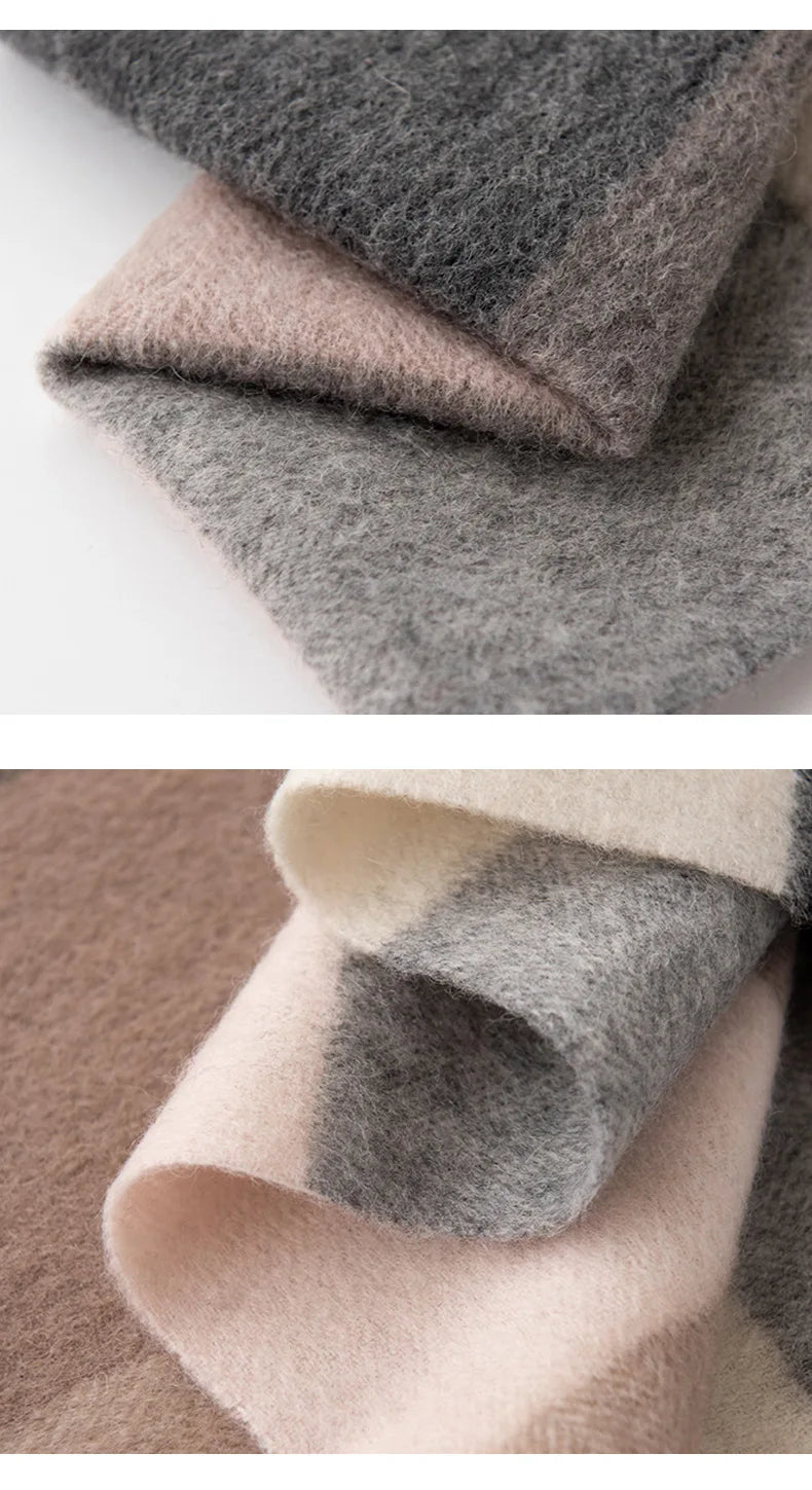 High Quality 100% Wool Scarf Men Female Fashion Classic Soft Cashmere Muffler Women Warm Thermal Shawl Outside Autumn Winter