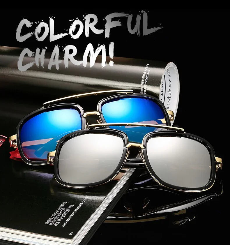 Classic Brand Designer Flat Top Mirror Sun Glasses Square Gold Male Female Superstar Oversized Men Sunglasses Women Glasses