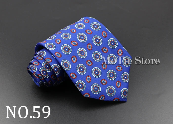 Men's Fashion Silk Tie 7.5cm Soft Novelty Necktie Blue Green Orange Color Ties For Men Dot Floral Bowtie Wedding Business Gift