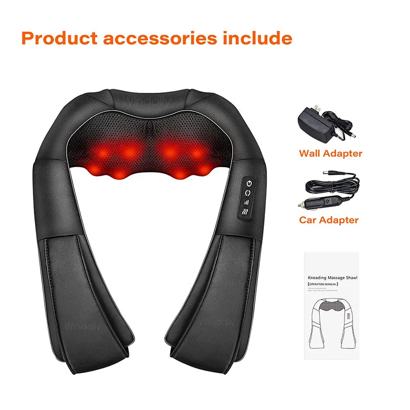 4D Shiatsu Neck and Shoulder Massager With Heat Electric Back Massagers Kneading Massage Pillow Full Body Muscle Home Car Use