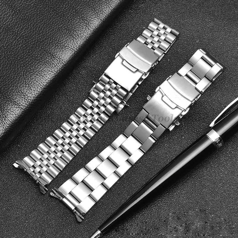 Luxury Solid Stainless Steel Band 18mm 19mm 20mm 21mm 22mm Straps for Seiko for Jubilee for Oyster Belt Men's Watch Accessories